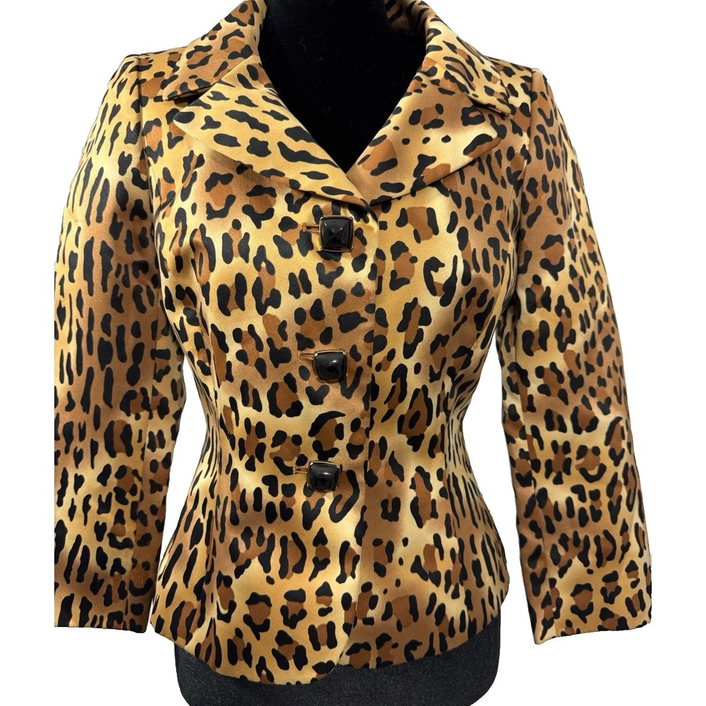 Tahari‎ Arthur Levine Leopard Print Jacket Blazer Size 2
